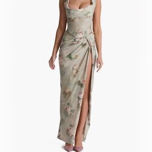 white christmas dresses Embellished Asymmetric Cut-Out Gown in Gold - 6